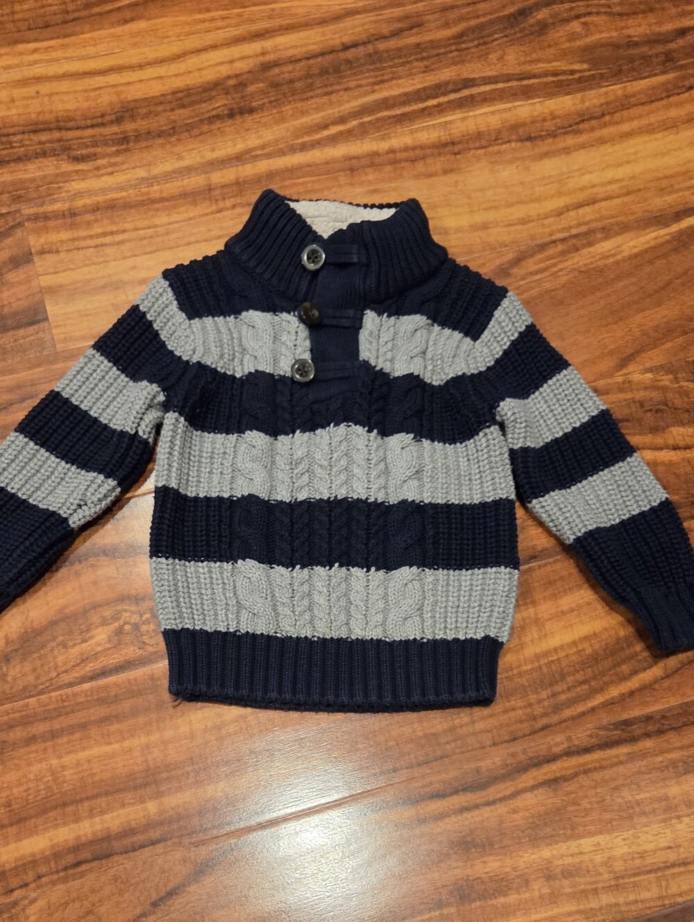 GAP Baby EUC 3T Navy/Gray Striped Sweater